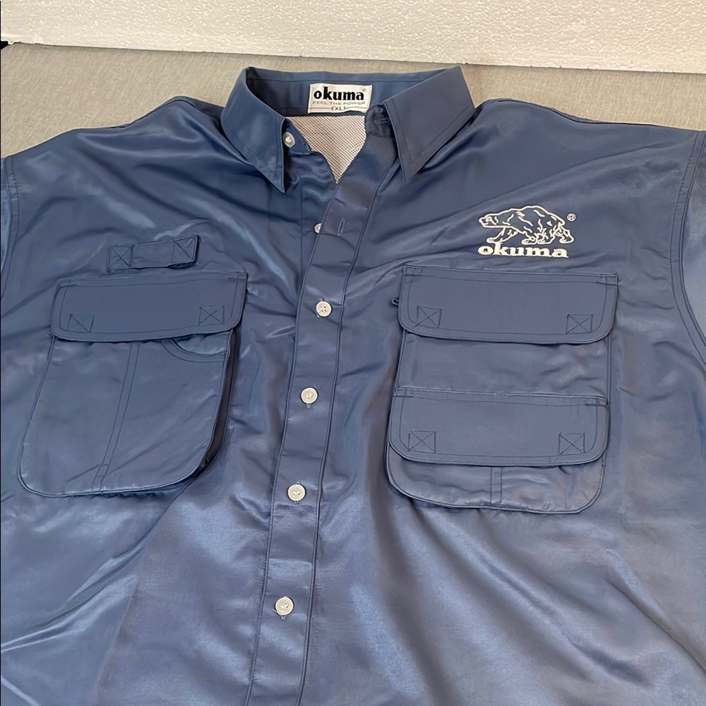 Okuma Vented Tournament Fishing Shirt Blue XL Coolmax lightweight Fabric